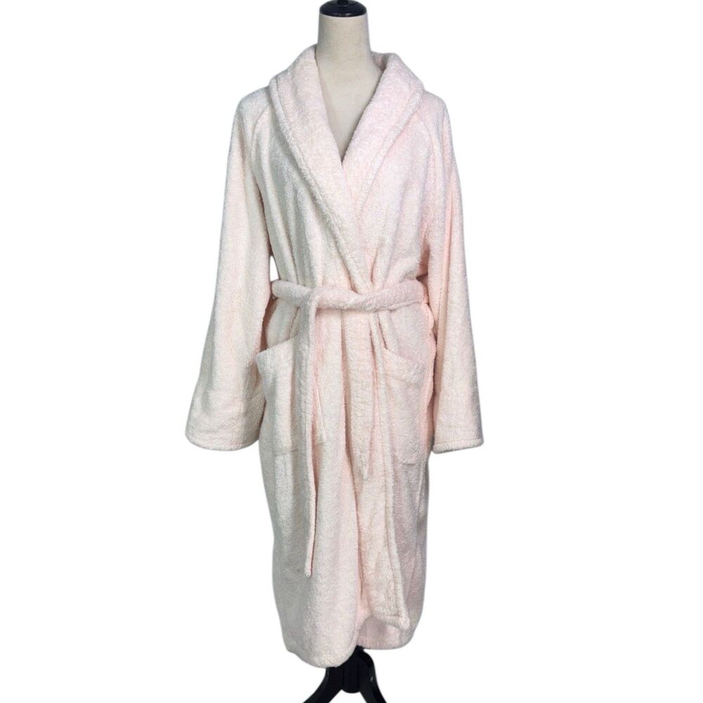 Frette Robe S / M Shawl Collar Blush Pink Turkish Cotton Terry $400 Oversized